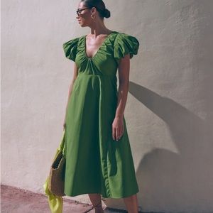 Abercrombie Puff Sleeve Midi Dress Size Small Tall